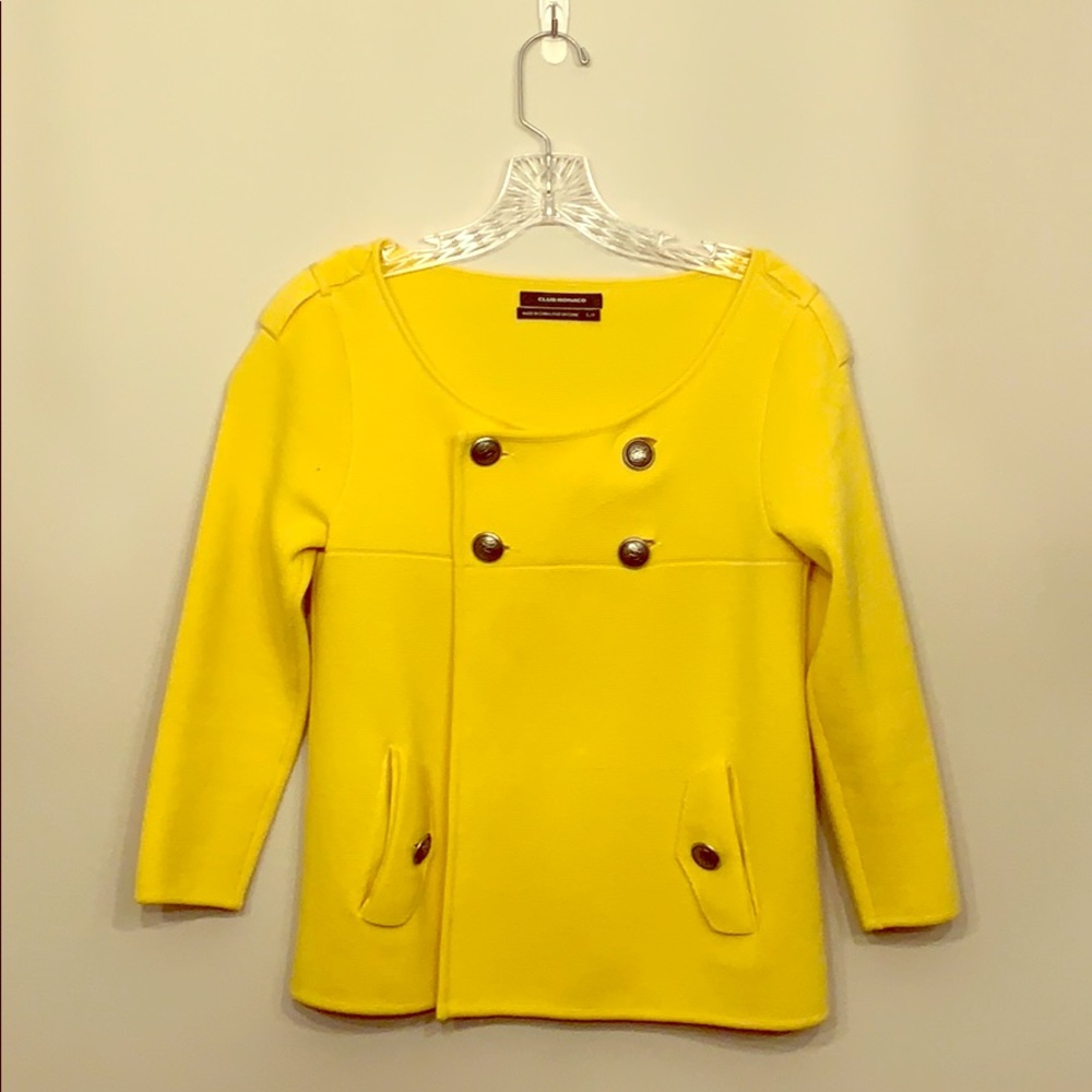Club Monaco Knitted Yellow 3/4 Sleeve Jacket